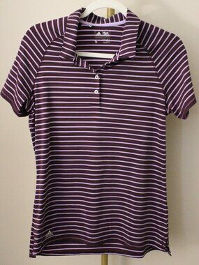 Women's Adidas Purple Striped Golf Polo, Size Small